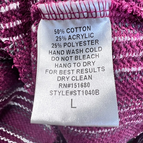 STORIA Cropped Top Size L Crop Long Sleeve Stripes Pullover Round Neck Raw Edge - Picture 2 of 10